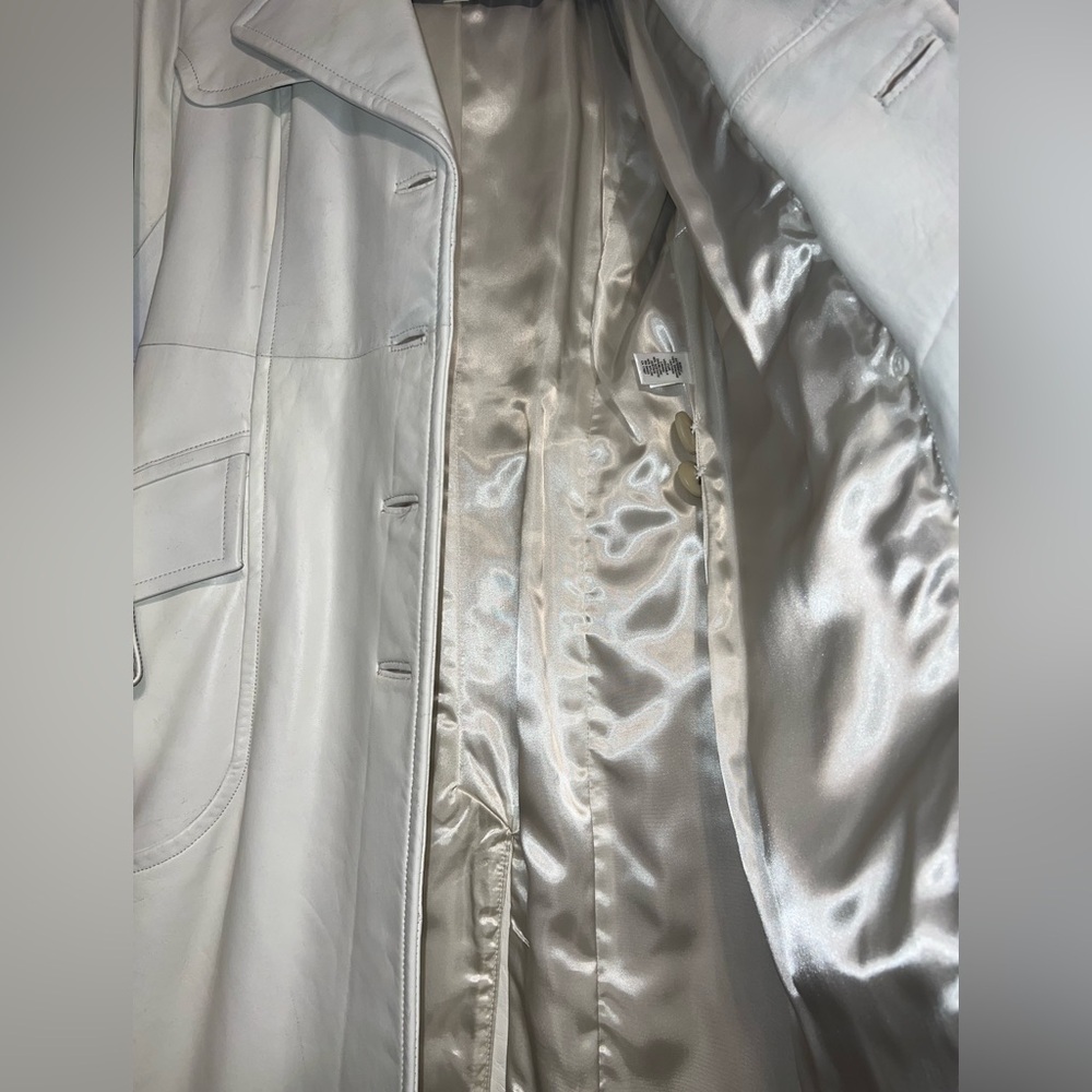 Banana Republic Women’s Long White Genuine Leather Coat. Fully Lined. Size XS - Picture 7 of 12